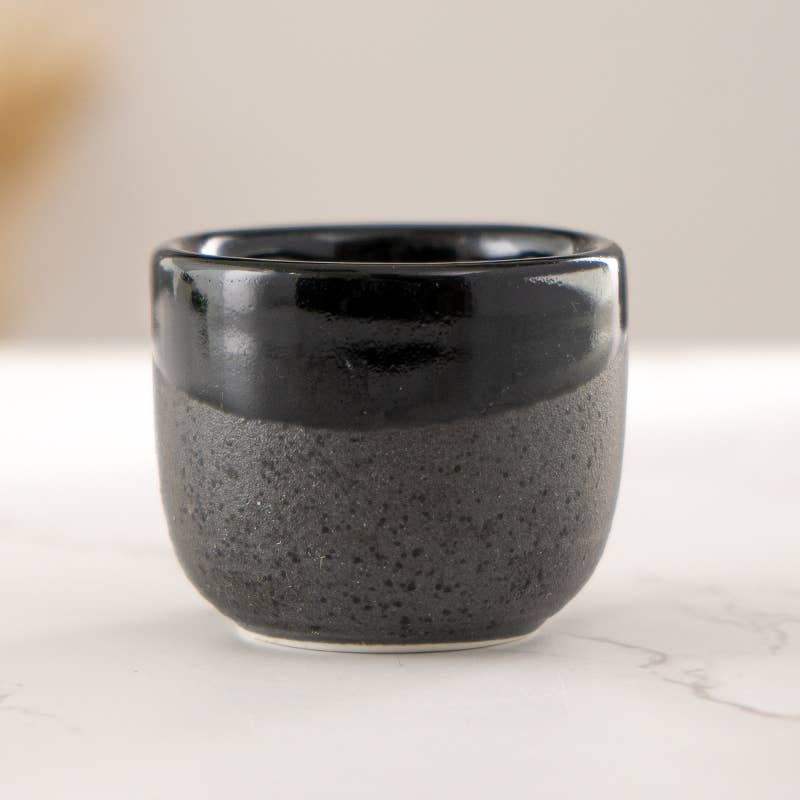 Urban Tokyo - Wholesale Cocktail/Liquor Glass - Black Gloss and Matte Glazed 1.5oz Sake Cup