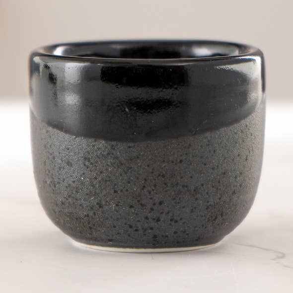 Black Gloss and Matte Glazed 1.5oz Sake Cup for wholesale by Urban Tokyo