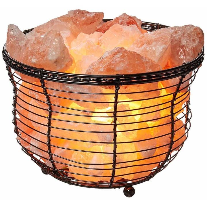 Himalayan Trading Co.® - Wholesale Salt Lamp - Basket Himalayan Salt Rock Lamp With Salt Chunks- Pink Salt