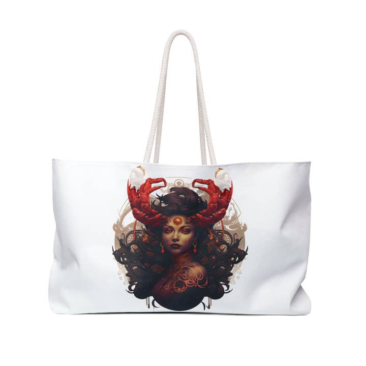 Bolso de Fin de Semana Elegante y Atrevido con Diseño de Diosa Mística de Cáncer - Perfecto para Escapadas y Festivales para venta al por mayor de The Unique Spider