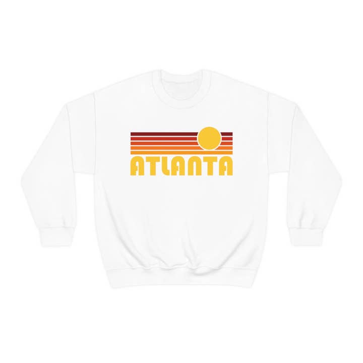 Hey Mountains - Wholesale Graphic Sweatshirt - Women's - Atlanta, Georgia Sweatshirt - Retro Sunset Unisex