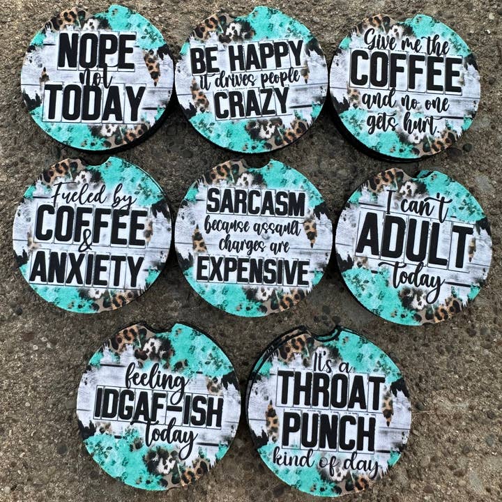 Lot de montagnes russes Turquoise Sarcasm pour voiture (8) pour la vente par Evie Rose