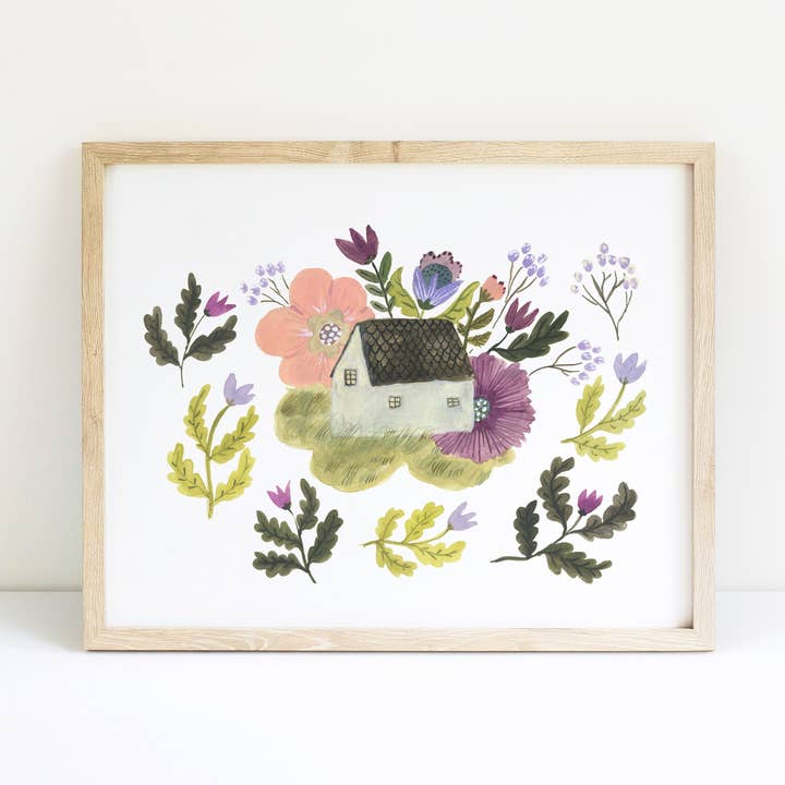 Bouquet Cottage Giclée print for wholesale by In My Backyard