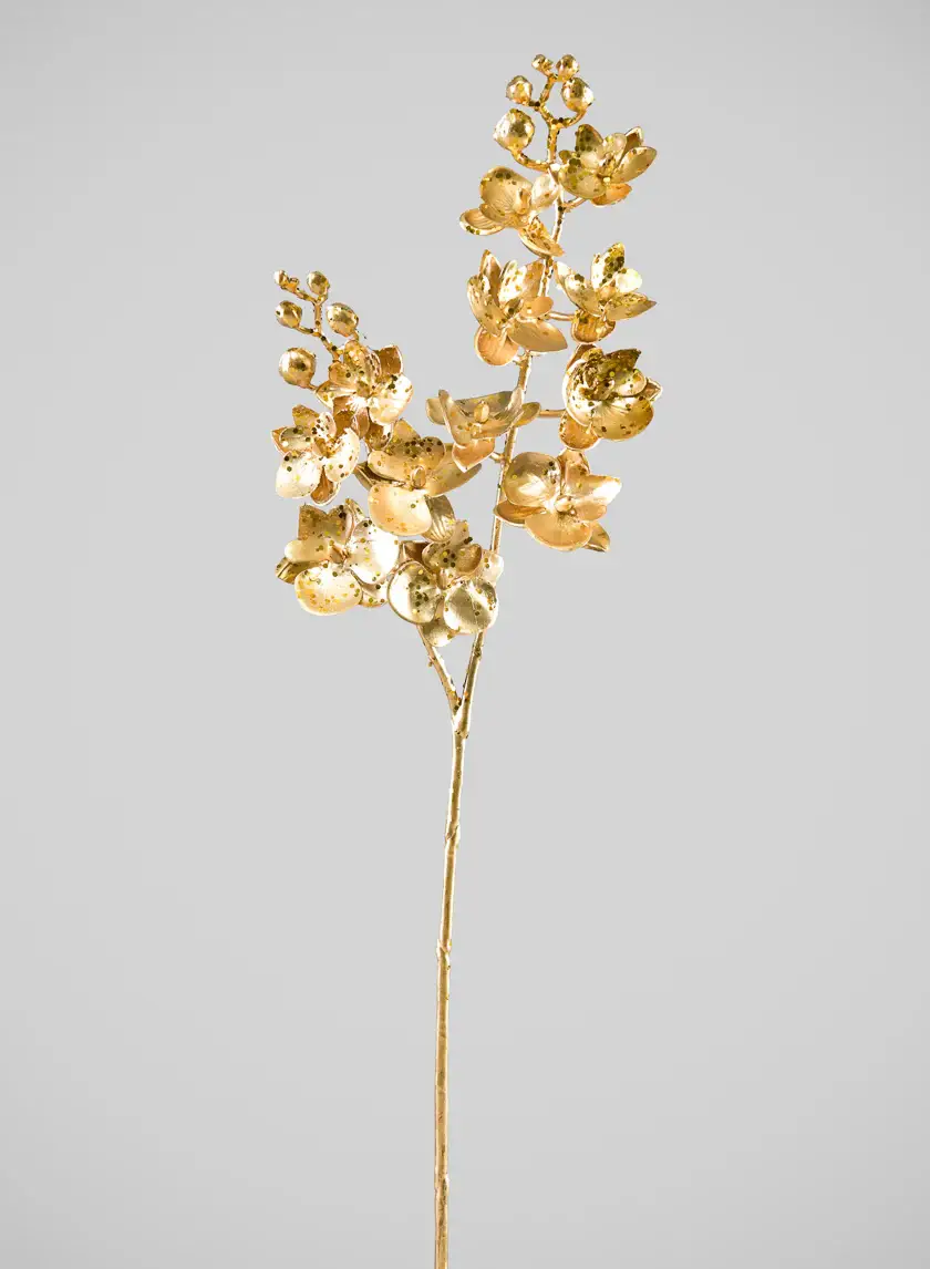 Jamali Garden - Vente Fleurs artificielles - Branche d'orchidée Phalaenopsis dorée de 25 pouces de long1