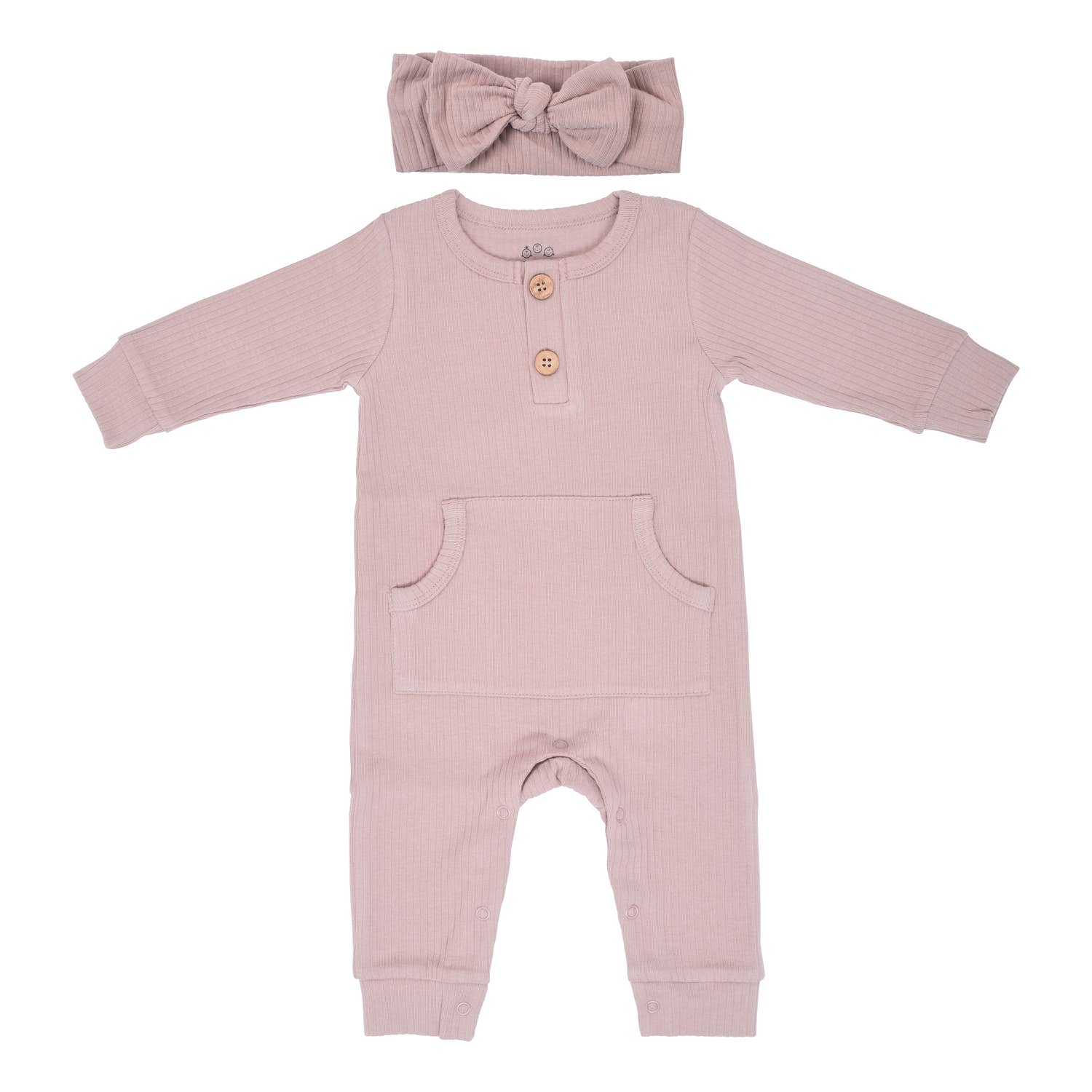 Three Little Tots - Wholesale Jumpsuit - Baby - Baby Ribbed Playsuit with Pockets and Bow1