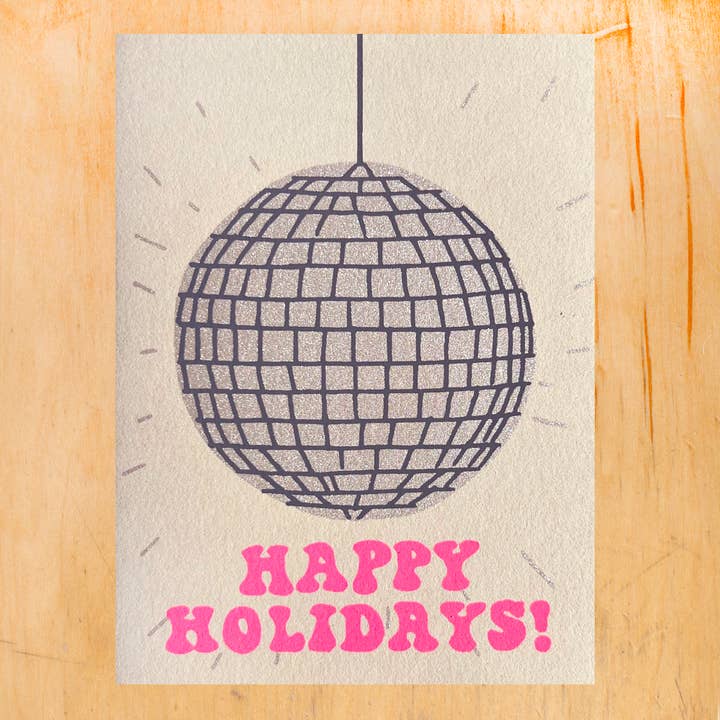 HOLIDAY DISCO BALL GREETING CARD for wholesale by Alphabet Studios