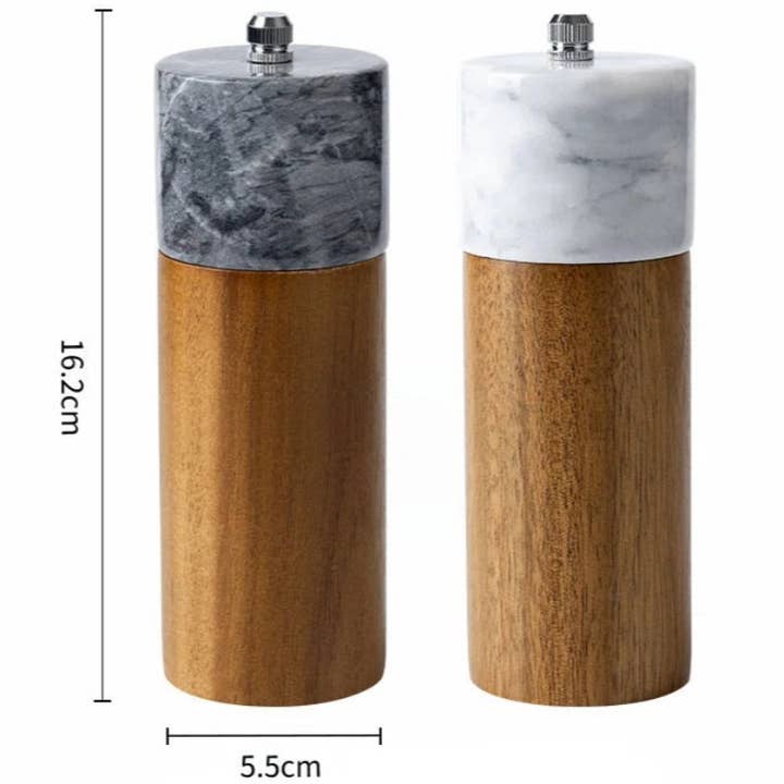 Kiyo Home - Wholesale Spice Mill - Marble & Acacia Wood Grinders5