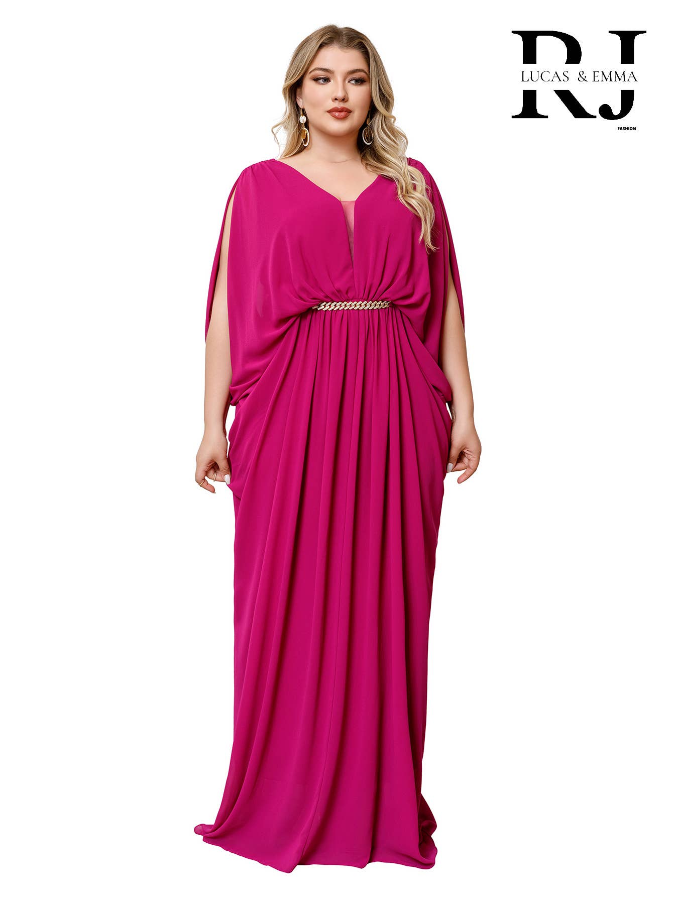 Lucas & Emma - Sarl RJ & co - Vente Robe de soirée – femme - Robe longue drapée élégante et tendance grande taille 22584