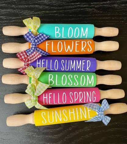 AH Designs 15 - Wholesale Decorative Tabletop Object - 7'' Mini Rolling Pins, Spring Rolling Pins, Spring Farmhouse3