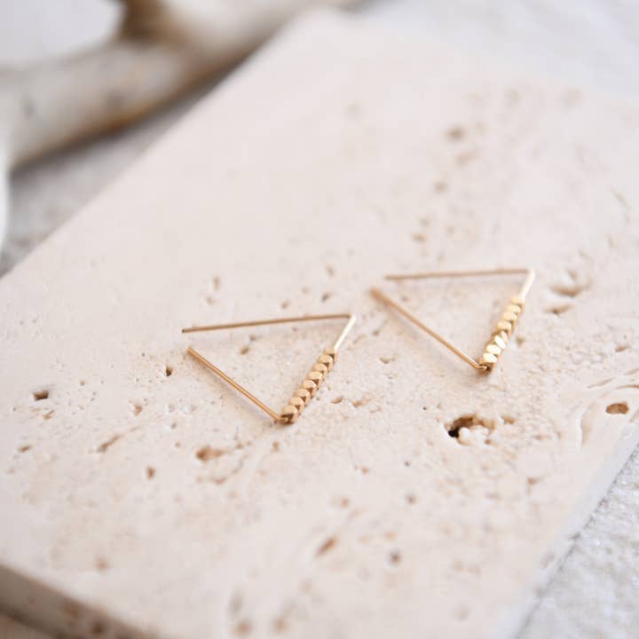 Cecelia Designs Jewelry - Wholesale Dangle Earrings - Gold Filled Triangle Hoop Earrings Lightweight Minimalist