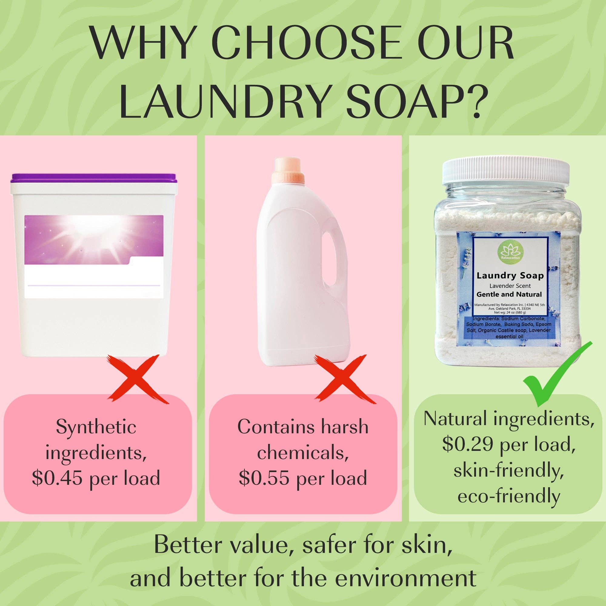 Relaxcation - Wholesale Laundry Detergent Powder/Pods - Natural Lavender Laundry Soap Detergent - 24oz3