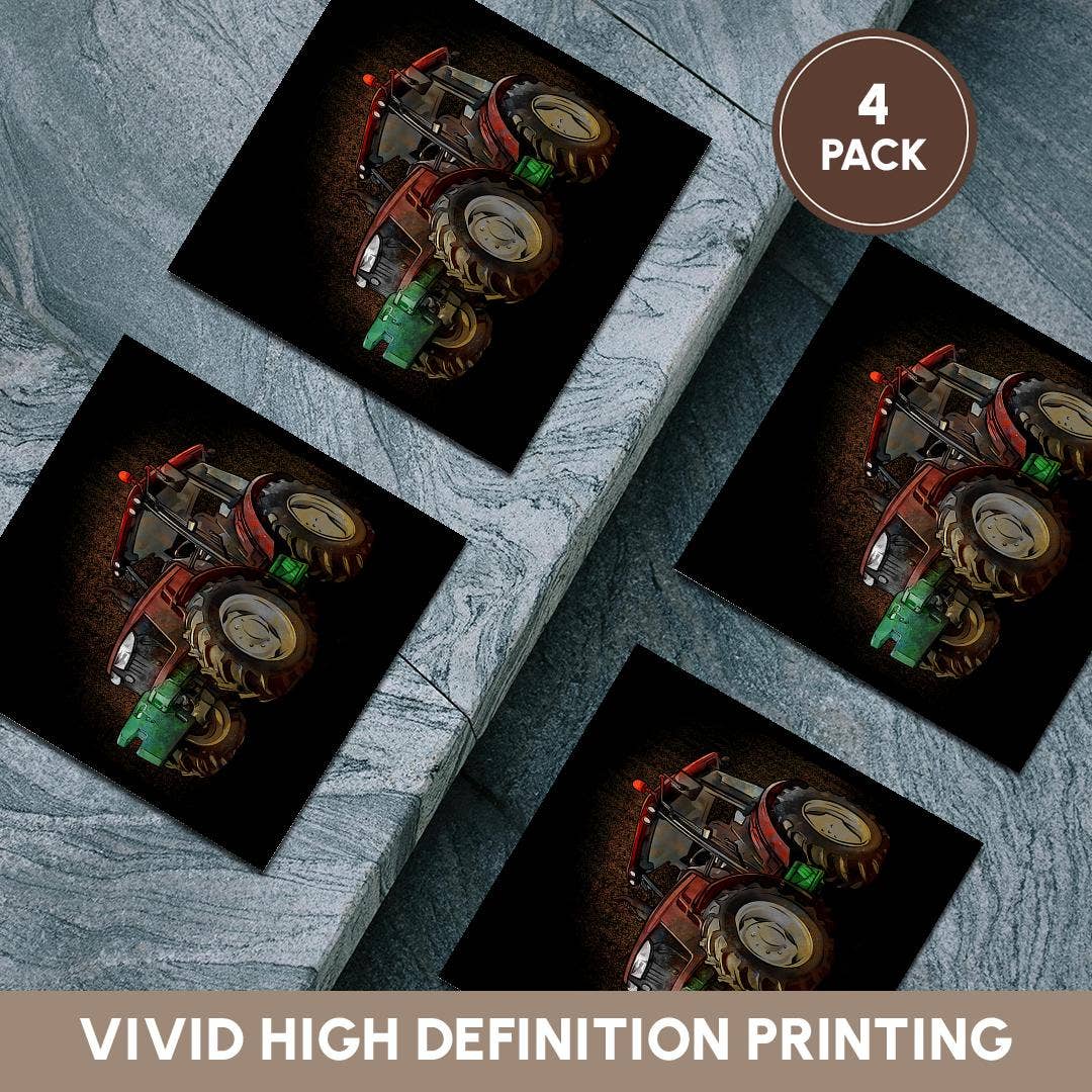 3dRose - Wholesale Coasters - 3dRose, Funny Illustration of a Tracktor for Farmer and Agriculture, Coaster5