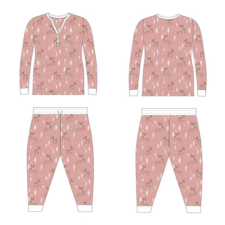 Women's Bamboo Christmas Pajamas in Pink- Matching Family for wholesale by Coasty
