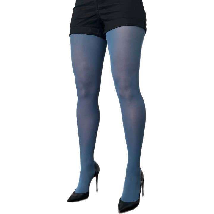 Malka Chic – wholesale Tights – Women's – Blue Denim Opaque Tights Plus Size for Women