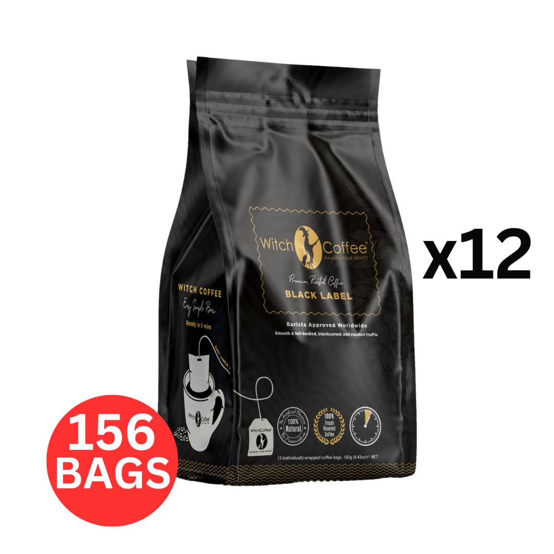 WITCH COFFEE (Montre Australia Pty Ltd) - Wholesale Ground Coffee - 12x Witch Coffee - Black Label Steeped Coffee Bags