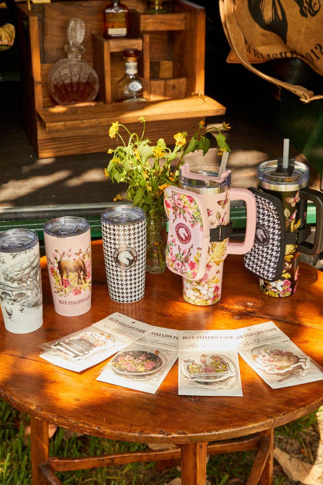 Blue Stallion Farm - Wholesale Insulated Mug/Tumbler - BLACK & WHITE HOUNDSTOOTH TUMBLER 18 OZ3