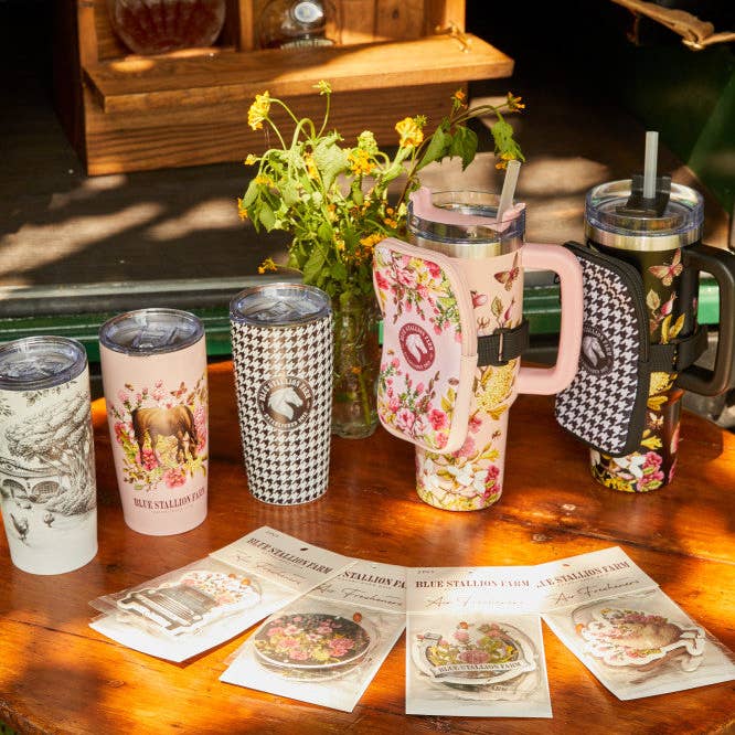 Blue Stallion Farm - Wholesale Insulated Mug/Tumbler - BLACK & WHITE HOUNDSTOOTH TUMBLER 18 OZ3