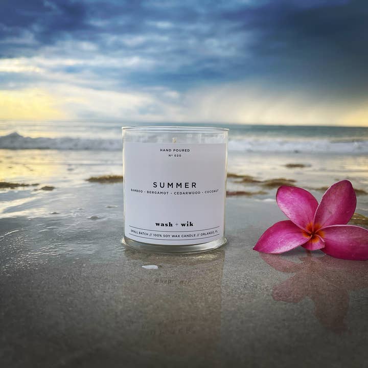 Wash and Wik - Wholesale Jar/Filled Candle - Summer Soy Wax Candle | Tropical Candle | Bamboo - 1 Wick6