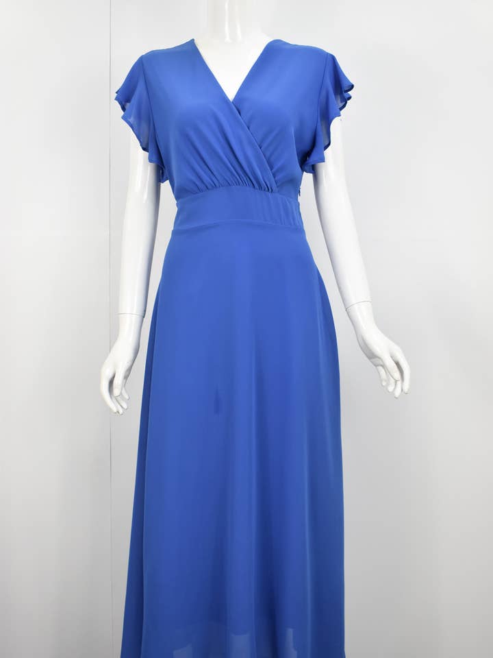 Vestido midi de gasa con cuello en V para venta al por mayor de Shikha London