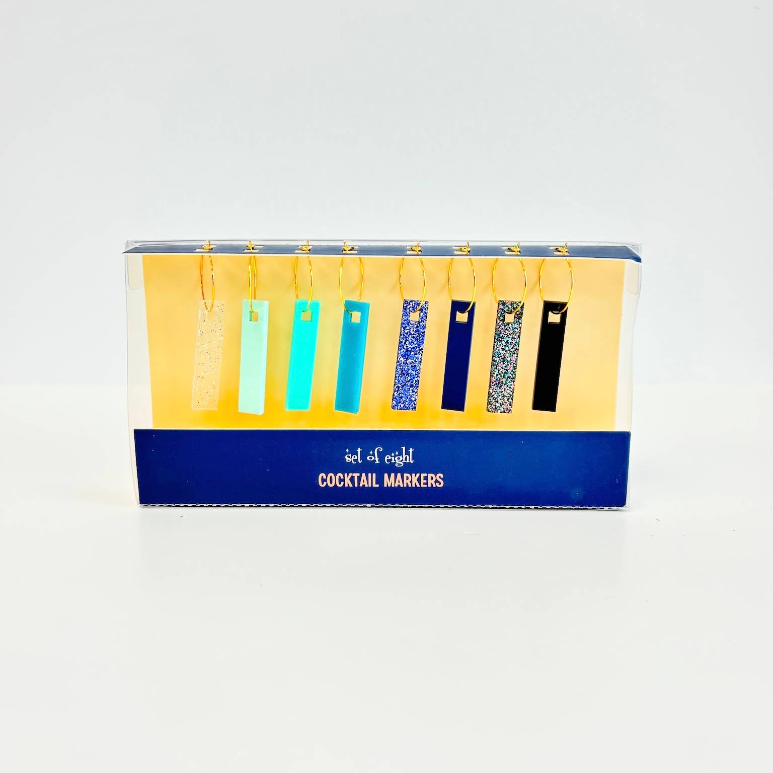 Mod Lounge Paper Company - Wholesale Wine/Cocktail Glass Markers - Shades of Blues Acrylic Cocktail Marker Wine Charms