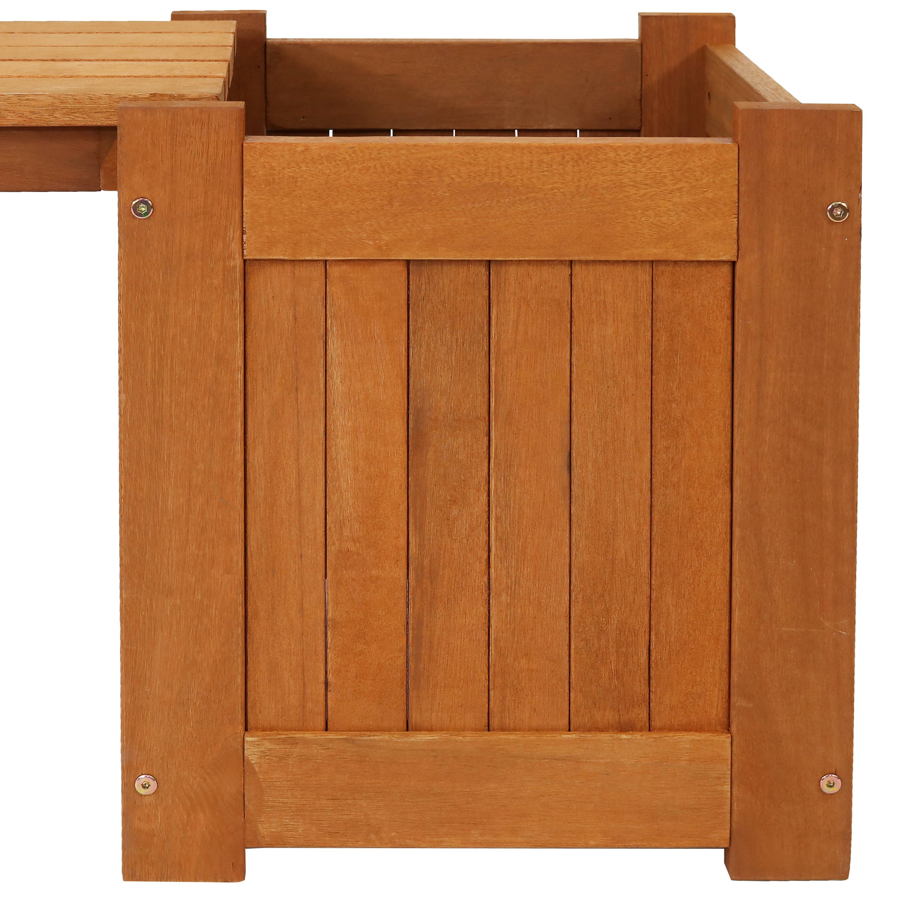 Sunnydaze Decor - Wholesale Bench - Meranti Wood Outdoor Bench with Planter Boxes8