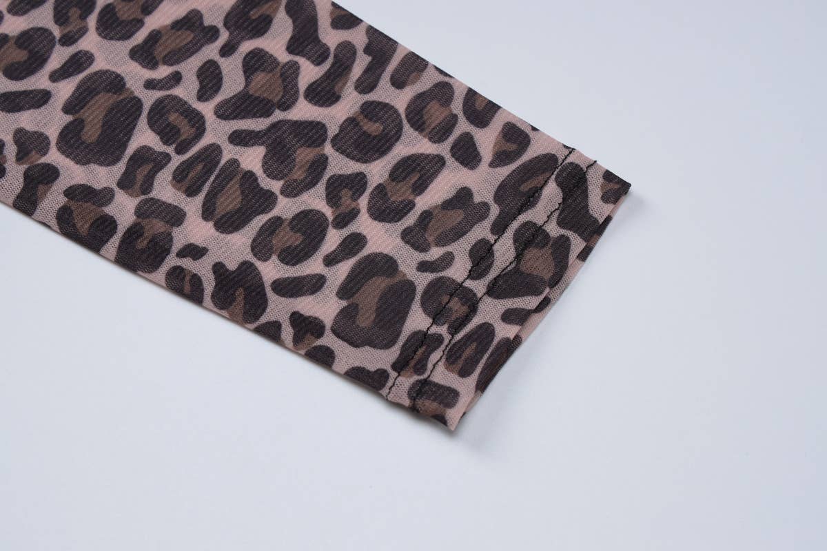 Leopard semi sheer mesh see-through long sleeve Top for wholesale on Faire5
