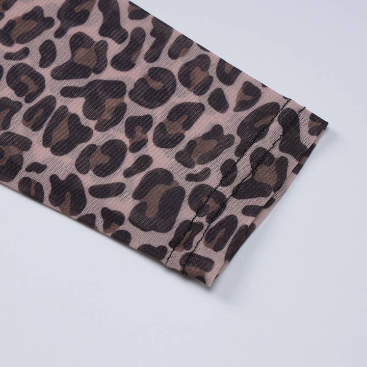 Leopard semi sheer mesh see-through long sleeve Top for wholesale on Faire5