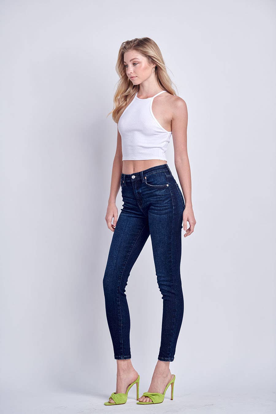 MÖRK HÖG UPPHOV I FULL LÄNGD SKINNY JEANS för wholesale på Faire2