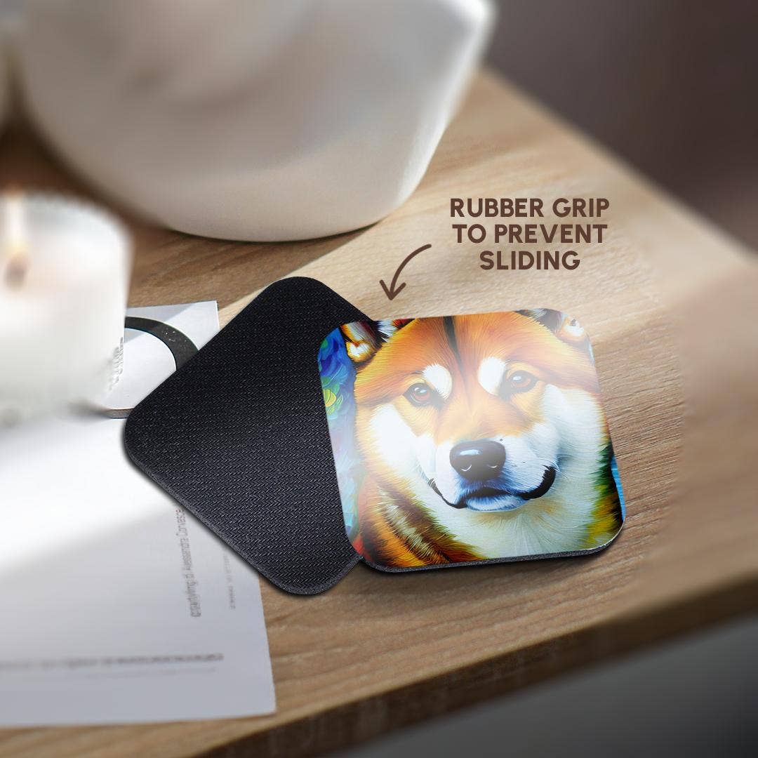 3dRose - Wholesale Coasters - 3dRose, Adorable Shiba Inu Dog Portrait On Blue. Awesome Gifts For Family, Charm, Coaster10