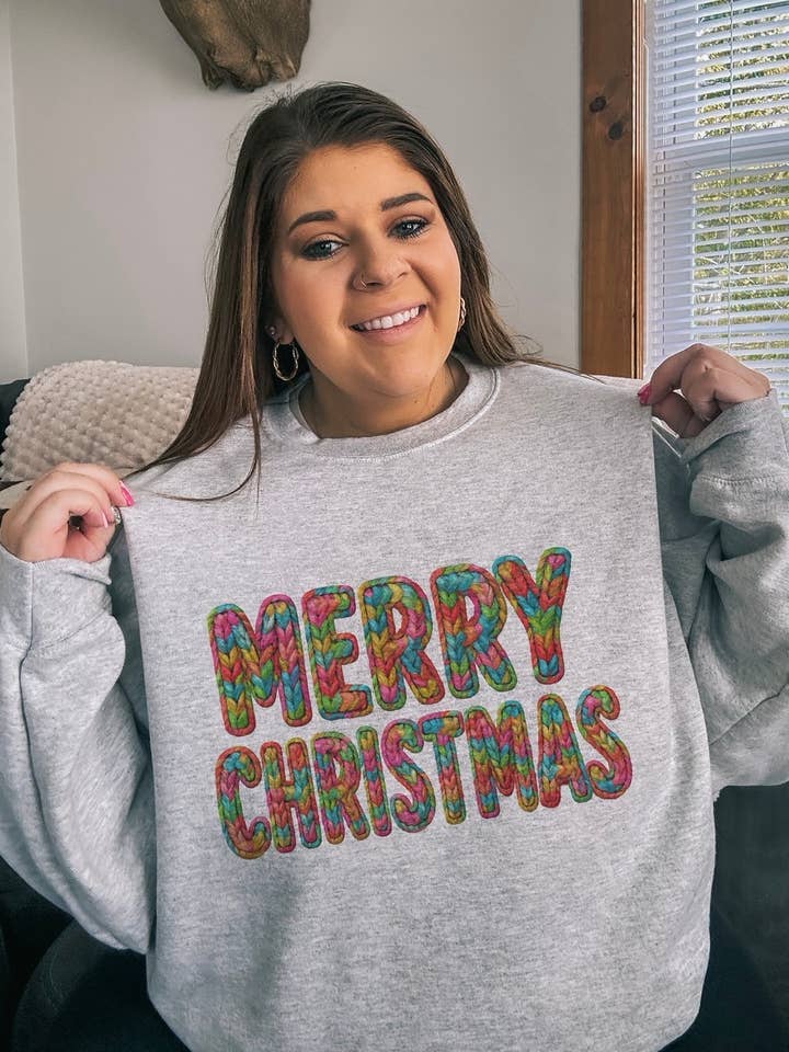 Faux Crochet Multicolor Yarn Merry Christmas for wholesale by The Wild Buck Company