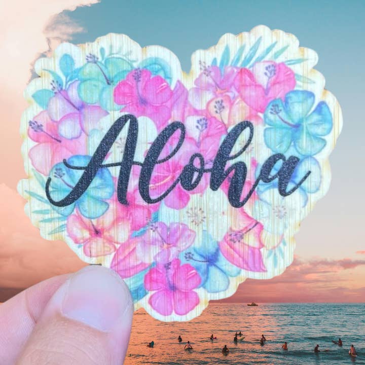 Bamboo Wood Stickers - Wholesale Sticker - Aloha Heart