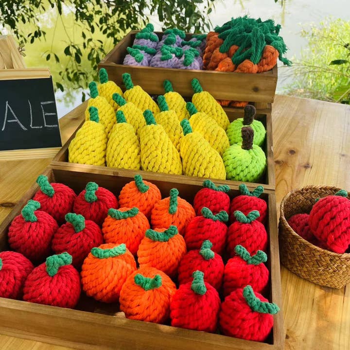 Knotty Pawz Handcraft Pets Toys - Wholesale Pet Rope Toy - Dog - Handmade Fruit and Vegetable Rope Toys, Macrame Toys