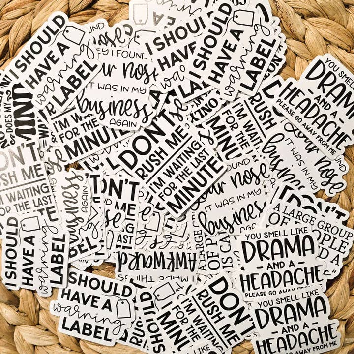 Expression Design Co - Wholesale Sticker - Black & White Assorted Small 2" Vinyl Stickers