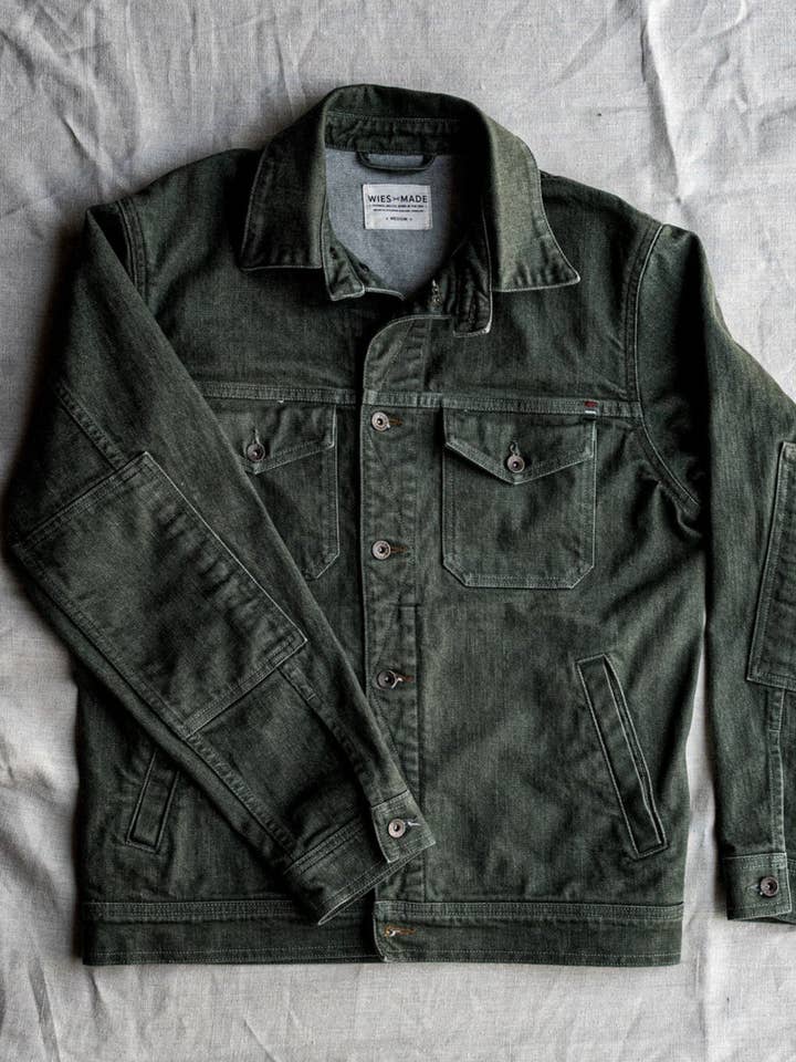 Artcher Jacket | 14oz Broken Twill Denim Olive for wholesale on Faire1