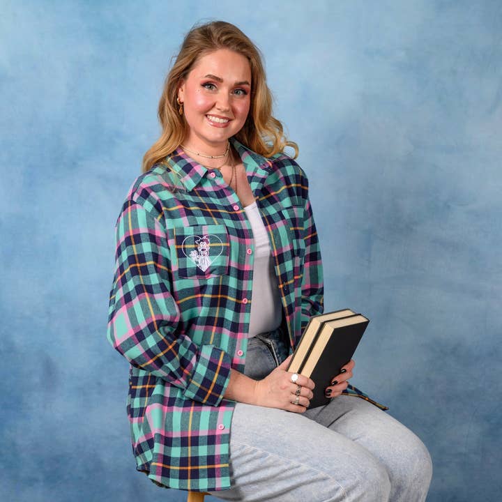 Teal Roxanne Flannel for wholesale on Faire