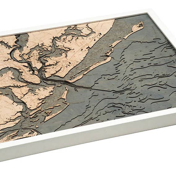 The Nautical Chart Co. - Wholesale Map - Charleston, South Carolina 3-D Nautical Wood Chart, Large2