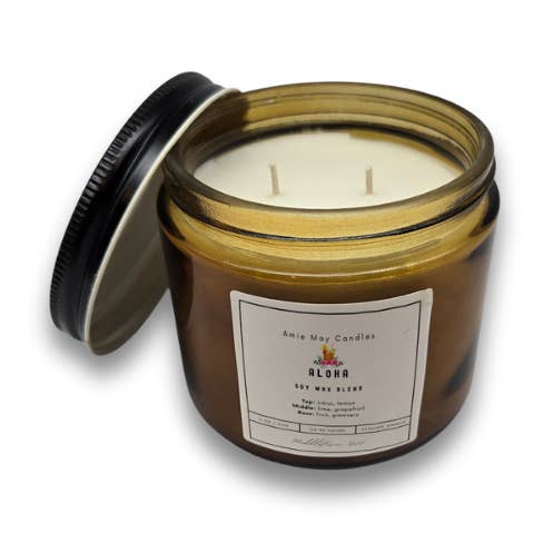 Aloha Double Wick Scented Candle for wholesale by Amie May Candles