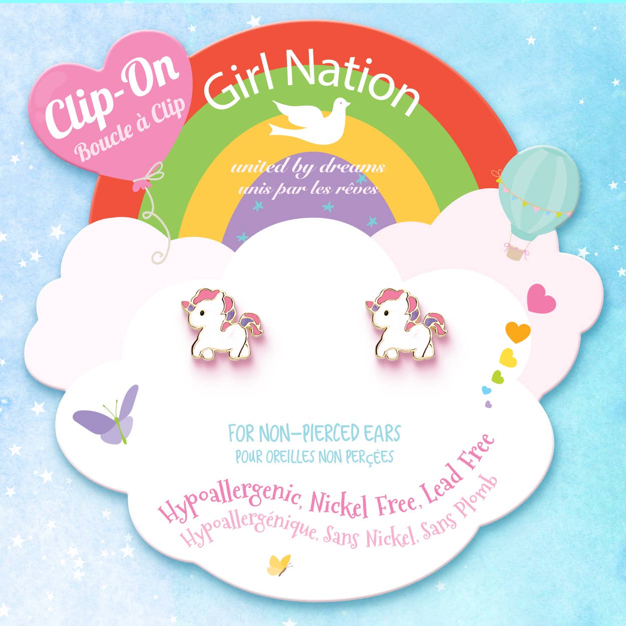 Girl Nation – wholesale Earrings – Kids – CLIP ON Cutie Earrings | Magical Unicorn1