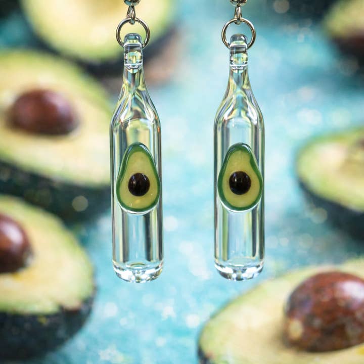 Pendientes de Botella de Vidrio de Aguacate para venta al por mayor de DrinkingStraws.Glass LLC