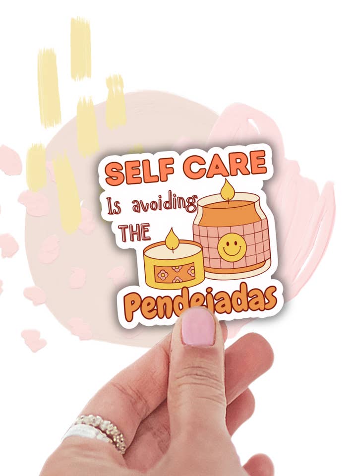 El autocuidado es evitar las pendejadas funny sticker, spanglish. para venta al por mayor de Lalatina Shop