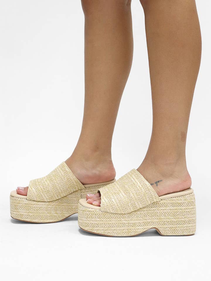 Lemonade Shoes - Wholesale Platform Heels - Women's - MARIE - Raffia Wedge Heel, Chunk Summer Sandal14