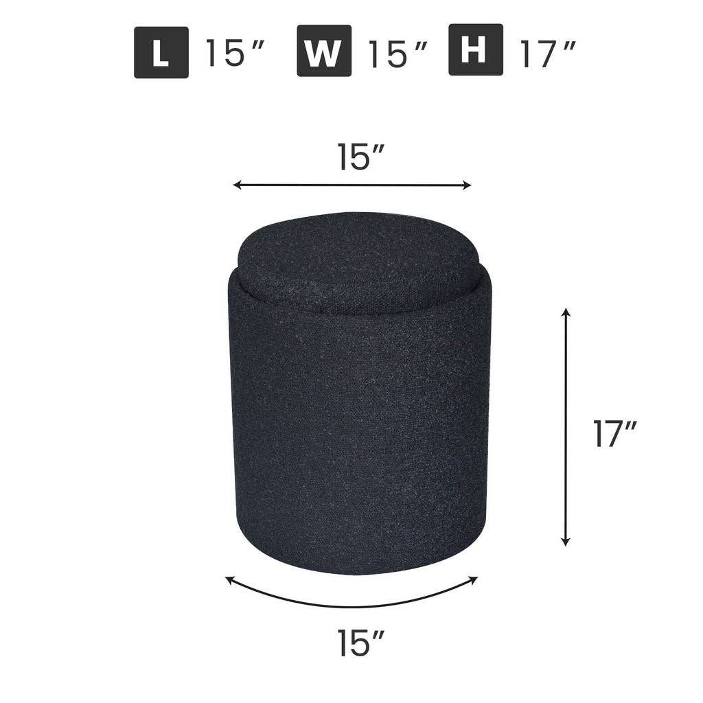 Aria Home – Großhandel Polsterhocker – Aria Home Boucle Tablett-Top getuftete Ottomane Kollektion, Schwarz, 1-teilig, 43 x 38 x 38 cm15