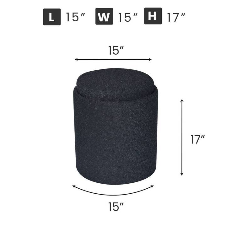 Aria Home - Vendita all'ingrosso Poggiapiedi - Collezione di Pouf con Vassoio in Boucle Aria Home, Nero, 1 Pezzo, 43 x 38 x 38 cm15