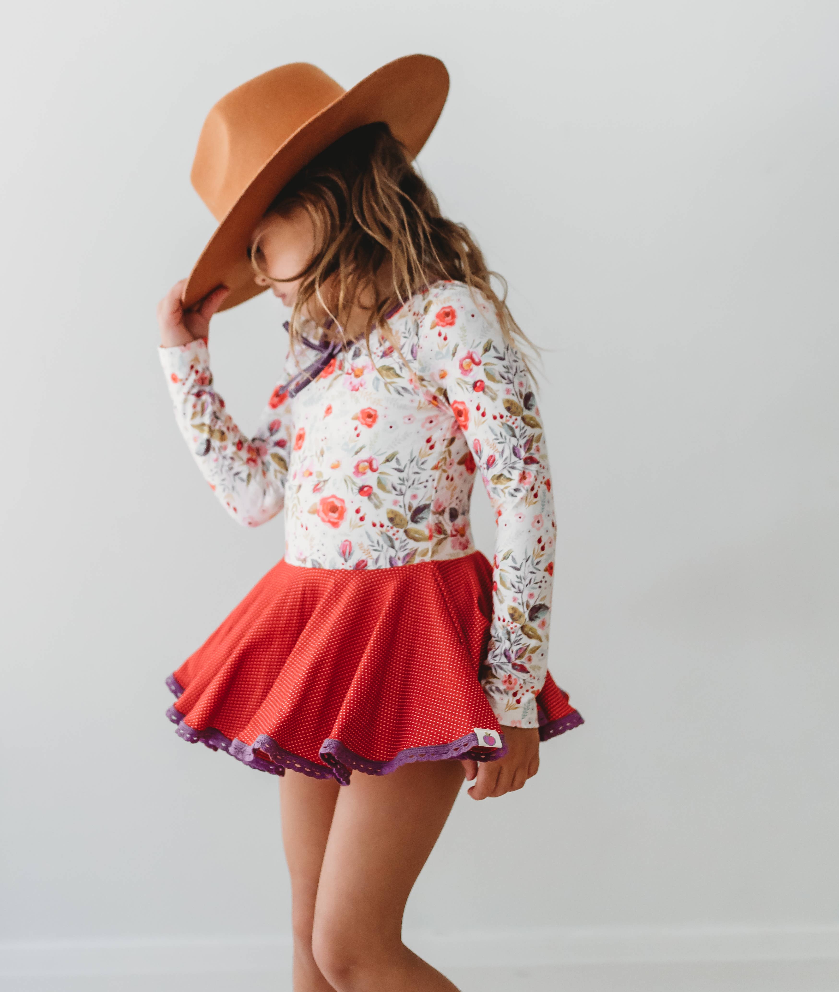 Cheeky Plum – Engroshandel Leotard - Børn – Farrah Leotard - Cottage Rød1