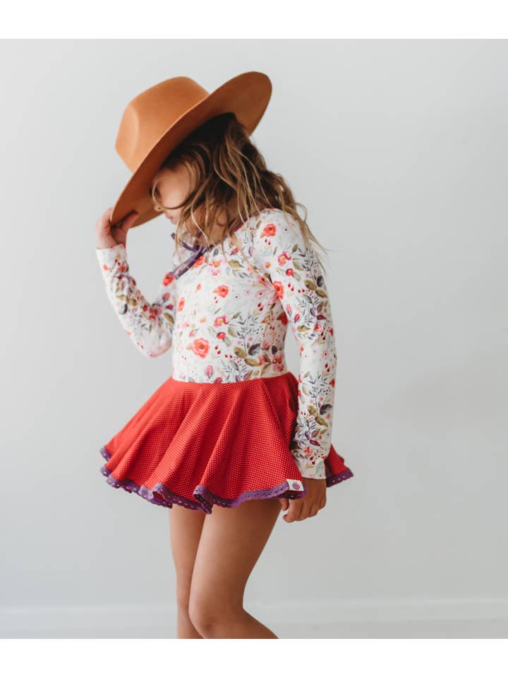 Cheeky Plum – Engroshandel Leotard - Børn – Farrah Leotard - Cottage Rød1