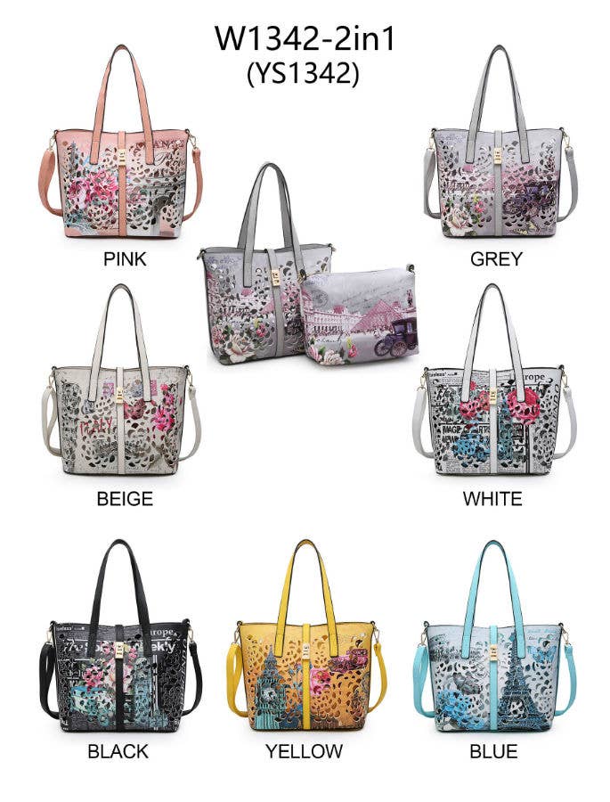 Papaya Fashion Ltd - Venta al por mayor Bolsa de asa- Mujer - Bolso de mano W1342 (YS1342) 2 en 1 cortado con láser con cierre abatible10
