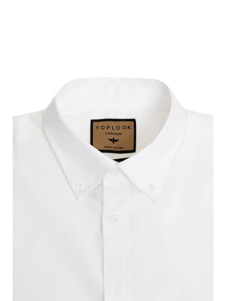 Mens Oxford Shirts Long Sleeve Regular Fit Shirt- White for wholesale on Faire