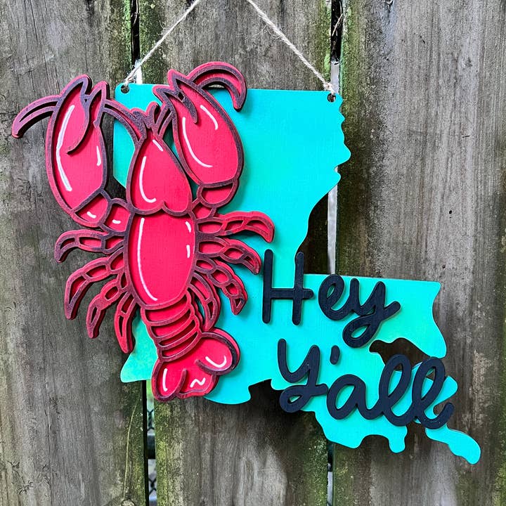 Geaux Magnolia - Wholesale Door Hanger - Louisiana Crawfish 3D Door Hanger1