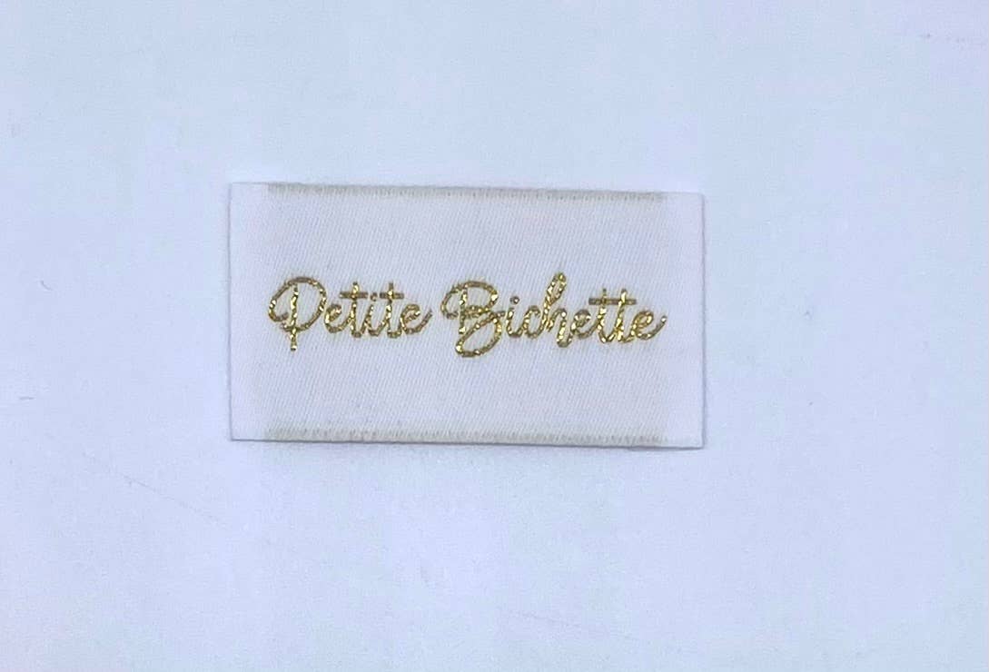 L’Étiquette Home Couture - Wholesale Craft Supplies - Lurex Sew-On Woven Label "PETITE BICHETTE" White2