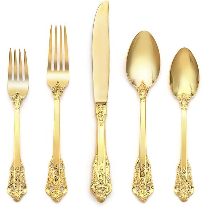 Ensemble de couverts de luxe en or, 30 pièces, acier inoxydable 18/10 pour la vente par Misterchef